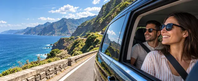 Passageiros ilustrativos a desfrutar de um transporte ao longo da costa da Madeira